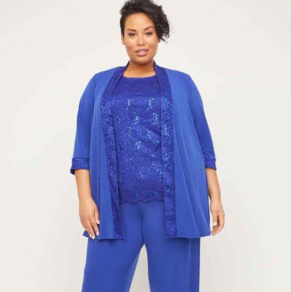 Catherines Lace Gala Suit Open Cardigan 30W Galaxy Blue - Picture 1 of 9